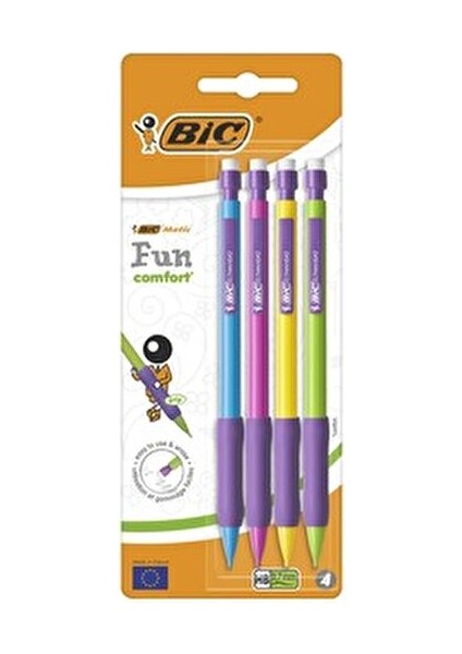 Matic Fun Versatil Kalem 4'lü Blister Rahat Kullanım Silgili 4 Canlı Renk