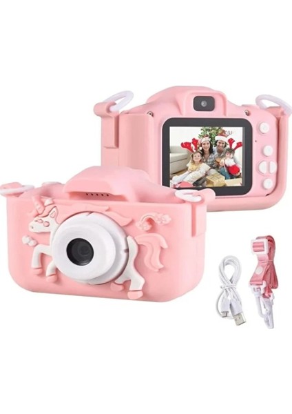 Mini Eğitici Çocuk Fotoğraf Makinesi Kılıflı Kamera Çocuklar Için Dijital Fotoğraf ve Oyun Makinesi