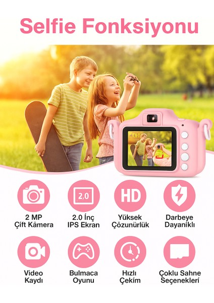 Mini Eğitici Çocuk Fotoğraf Makinesi Kılıflı Kamera Çocuklar Için Dijital Fotoğraf ve Oyun Makinesi modelleri