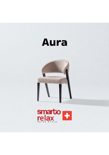 Aura 2’li Sandalye — Ahşap/Siyah Ayaklı, Krem Kumaş