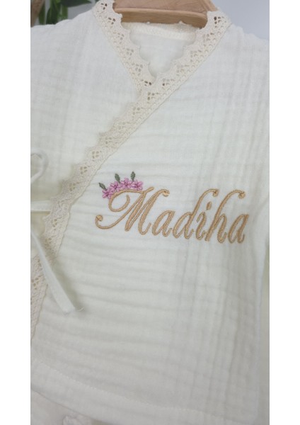 Müslin Yeni Doğan 4katlı Organik %100PAMUK Kişiye Özgü Nakışlı Hastane Çıkış Seti (Papatya Model-10) fırsatları