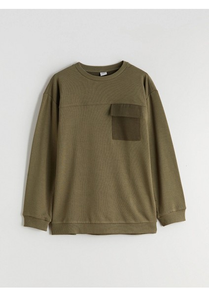 Lcw Kids Haki Bisiklet Yaka Erkek Çocuk Sweatshirt