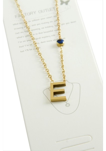 Ds-Derin Sarı Renkli Harfli Çelik Kolye-E