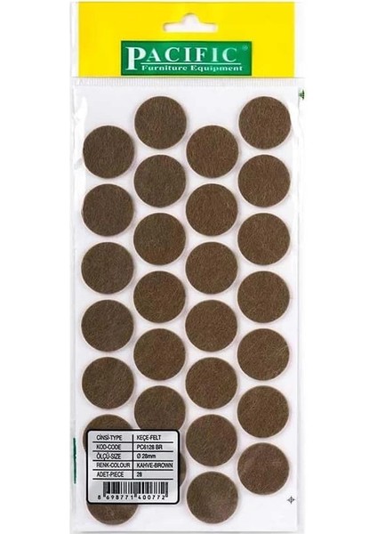 Nsp Masa Sandalye Keçe Kahverengi Yuvarlak 28 mm