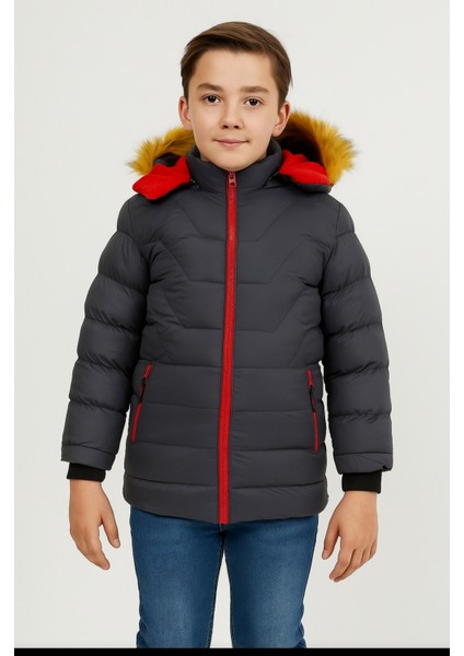 Kız Çocuk Erkek Çocuk Çıkabilir Kapüşon Fermuar Kapamaelyaf Dolum Içi Polar Şişme Mont