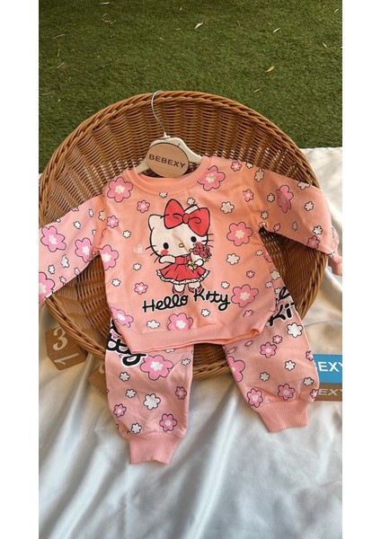 Hello Kitty Baskılı Pembe Bebek Takım 96/