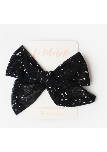 Siyah Simli Tül Fiyonk Kız Çocuk Klips Toka modelleri