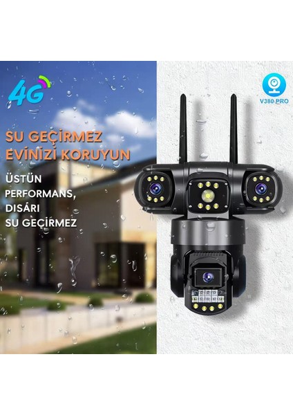 6mp 4g Lte Güvenlik Kamerası - Sım Kart Takılır, H.265, Çift Yönlü Ses & Ses Alarmı, Tf Kart Depolama, IP66 Su Geçirmez, Iç & Dış Mekan (12V Adaptör Hariç)