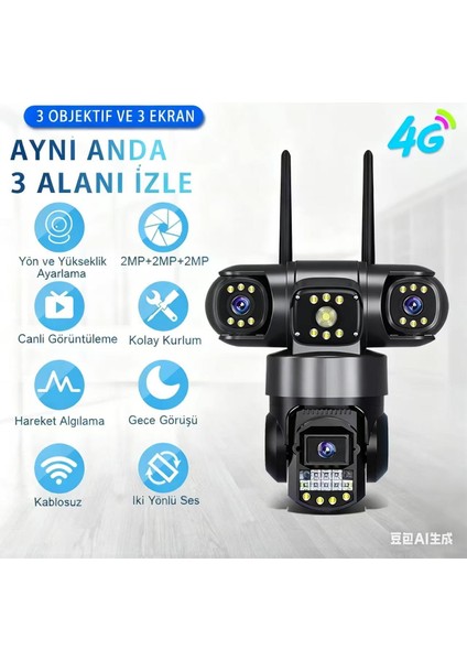 6mp 4g Lte Güvenlik Kamerası - Sım Kart Takılır, H.265, Çift Yönlü Ses & Ses Alarmı, Tf Kart Depolama, IP66 Su Geçirmez, Iç & Dış Mekan (12V Adaptör Hariç) fırsatları