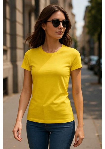 Kadın %100 Organik Pamuklu Relaxed Yıkamalı T-Shirt Bisiklet Yaka Kısa Kollu Kadın Basic Tişört fiyatları