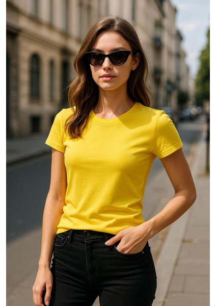 Kadın %100 Organik Pamuklu Relaxed Yıkamalı T-Shirt Bisiklet Yaka Kısa Kollu Kadın Basic Tişört modelleri