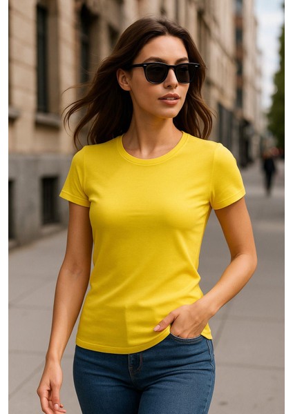 Kadın %100 Organik Pamuklu Relaxed Yıkamalı T-Shirt Bisiklet Yaka Kısa Kollu Kadın Basic Tişört fırsatları