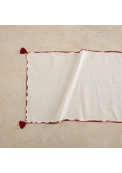 Oradea Püsküllü Runner Bordo 45X145