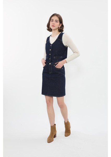 Kadın Jean Etek Diz Üstü