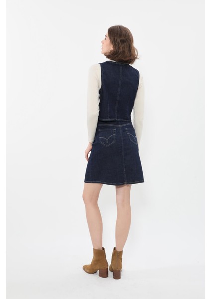 Kadın Jean Etek Diz Üstü