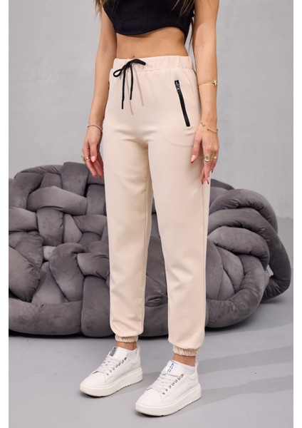 Kadın Yüksek Bel Likralı Rahat Kumaş Jogger Beli Lastikli Pantolon fiyatları