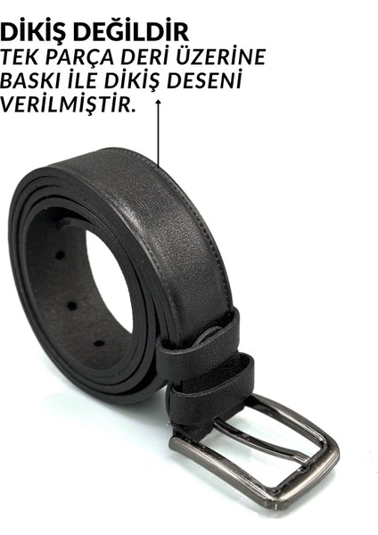 33 mm Doğal Deri Dikiş Baskı Erkek Kumaş Kemeri Siyah fırsatları