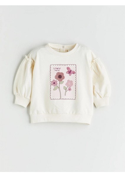 Lc Waıkıkı Ekru Çiçekli Kız Bebek Sweatshirt ve Tayt 2'li fiyatları