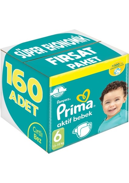 Bebek Bezi Beden:6 (13-18KG) Extra Large 160 Adet Süper Ekonomik Fırsat Pk