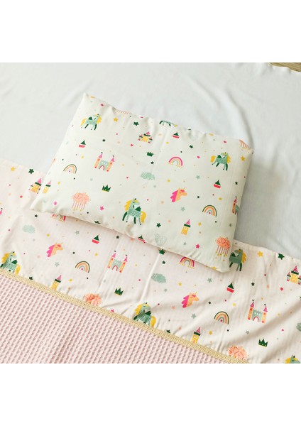 %100 Pamuk Bebek Çocuk Pikesi & Yastık Kılıfı Seti, Küçük Prens/unicorn Desenli