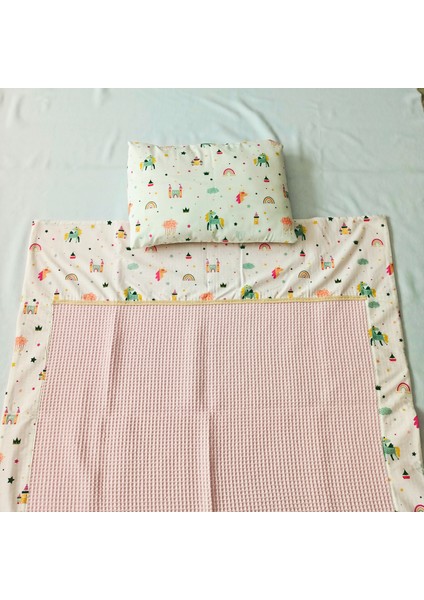 %100 Pamuk Bebek Çocuk Pikesi & Yastık Kılıfı Seti, Küçük Prens/unicorn Desenli modelleri