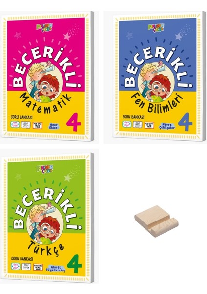 4. Sınıf Becerikli Matematik Fen ve Türkçe Soru Bankası 3lü Set + Telefon Standı