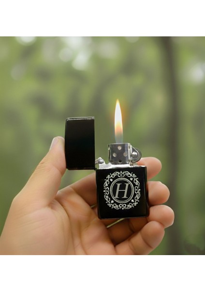 H Harfli Kişiye Özel Harf Baskılı Benzinli Çakmak