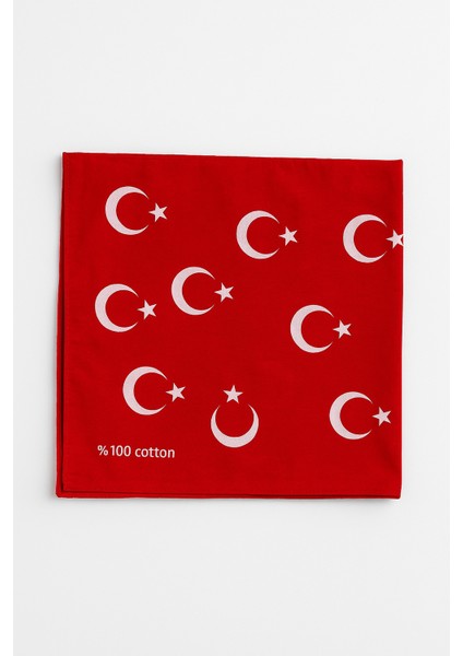 Türk Bayraklı Kırmızı Fular / Bandana | Unisex | 52*53 cm | 25'li