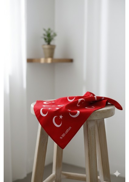 Türk Bayraklı Kırmızı Fular / Bandana | Unisex | 52*53 cm | 25'li fiyatları