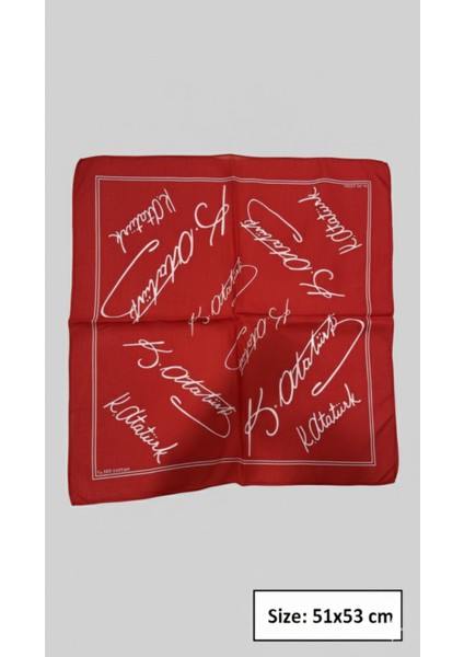 Atatürk Imzalı Kırmızı Fular | Bandana | Unisex