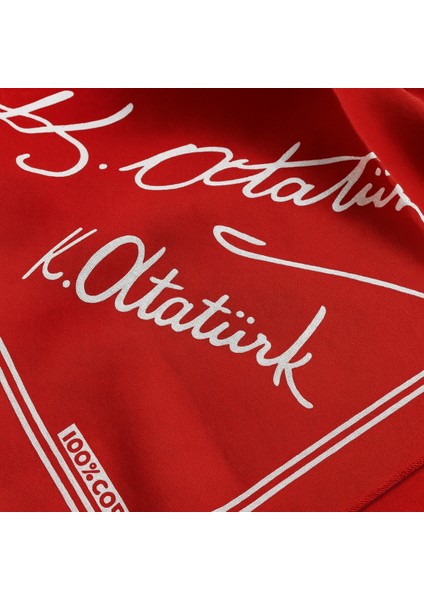 Atatürk Imzalı Kırmızı Fular | Bandana | Unisex fiyatları