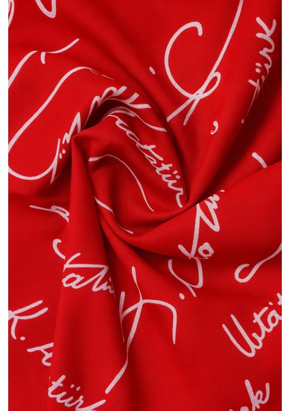 Atatürk Imzalı Kırmızı Fular | Bandana | Unisex modelleri