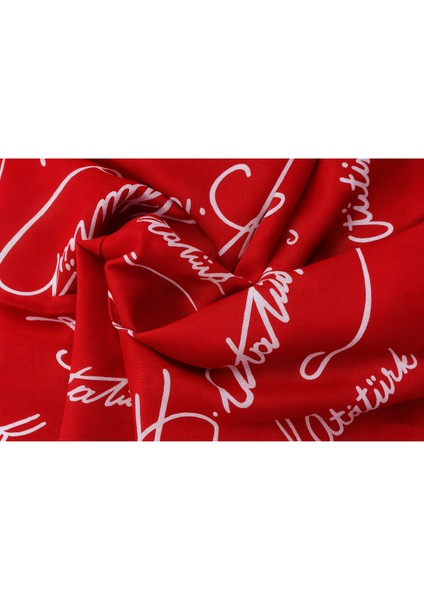 Atatürk Imzalı Kırmızı Fular | Bandana | Unisex fırsatları