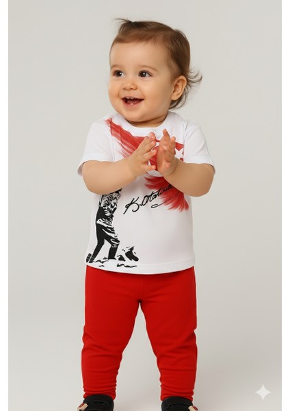 Atatürk Kocatepe ve Türk Bayrak Baskılı Bebek T-Shirt | Pamuk | Unisex |beyaz fırsatları