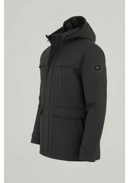 Erkek Gri Pamuk Polyester Karışımlı Kürklü Çıkartılabilir Kapüşonlu Mont&kaban modelleri