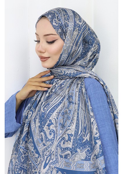 Etnik Desen Janjan Şal 70305-07 Indigo Vizon fiyatları
