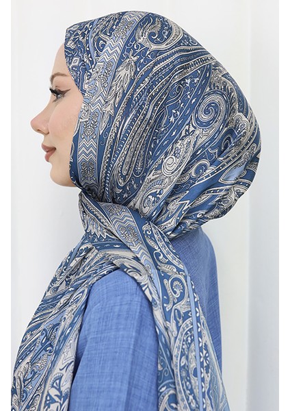 Etnik Desen Janjan Şal 70305-07 Indigo Vizon modelleri
