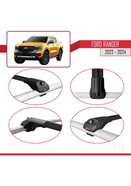 Ford Ranger (P703) 2022-2024 Arası ile Uyumlu Ace-1 Ara Atkı Tavan Barı Siyah 3 Adet fırsatları