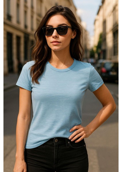 Kadın %100 Organik Pamuklu Relaxed Yıkamalı T-Shirt Bisiklet Yaka Kısa Kollu Kadın Basic Tişört modelleri