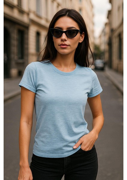 Kadın %100 Organik Pamuklu Relaxed Yıkamalı T-Shirt Bisiklet Yaka Kısa Kollu Kadın Basic Tişört fırsatları