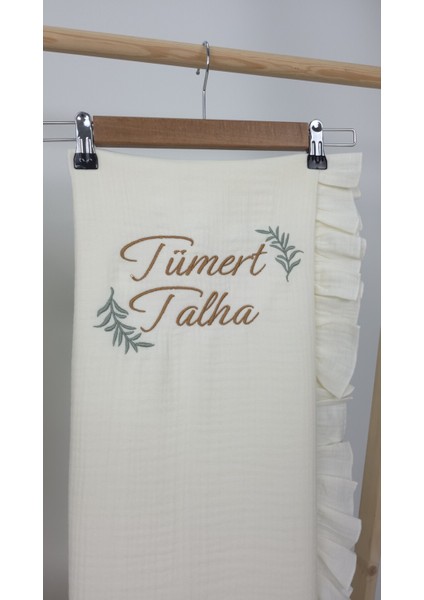 Müslin Yeni Doğan 4katlı Organik %100PAMUK Kişiye Özgü Nakışlı Hastane Çıkış Seti(Iki Dallı Model-2) modelleri