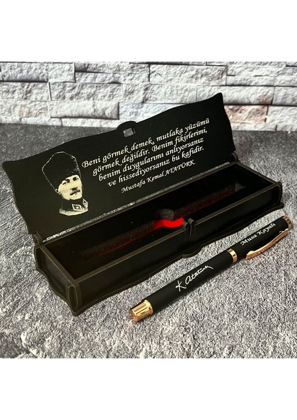 Öğretmenler Gününe Özel Metal Roller Kalem Isimli + Ahşap Kutu / Öğretmen / 24 Kasım / Atatürk Imzalı / Öğretmenler Günü indirimleri