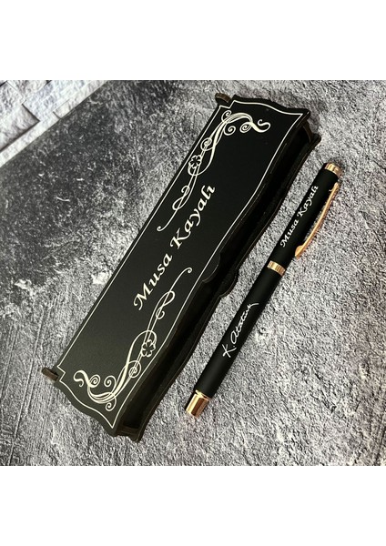 Öğretmenler Gününe Özel Metal Roller Kalem Isimli + Ahşap Kutu / Öğretmen / 24 Kasım / Atatürk Imzalı / Öğretmenler Günü