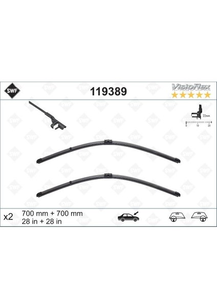 Sılecek Supurgesı Takımı 700MM / 700MM Mercedes W220 W221 . Cıtroen C6 . Peugeot 407 Swf