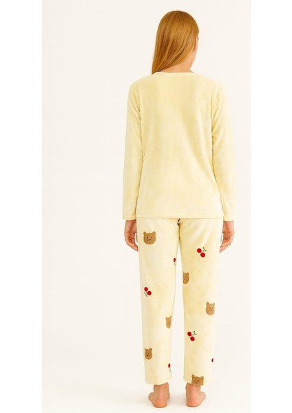 Kadın 13313-2261 Uzun Kol Kadife Pijama Takımı Sarı fiyatları