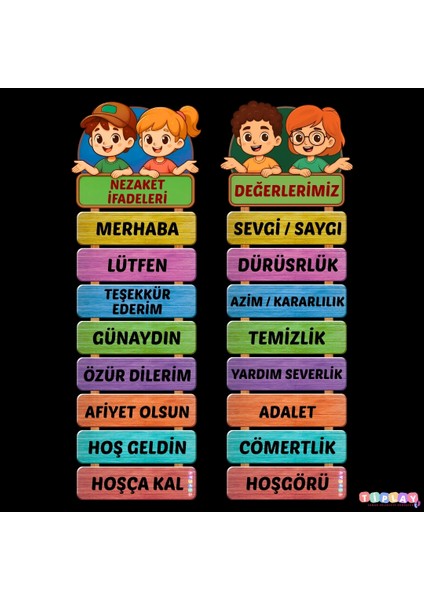 Nezaket Ifadeleri ve Değerlerimiz Panosu 01 modelleri