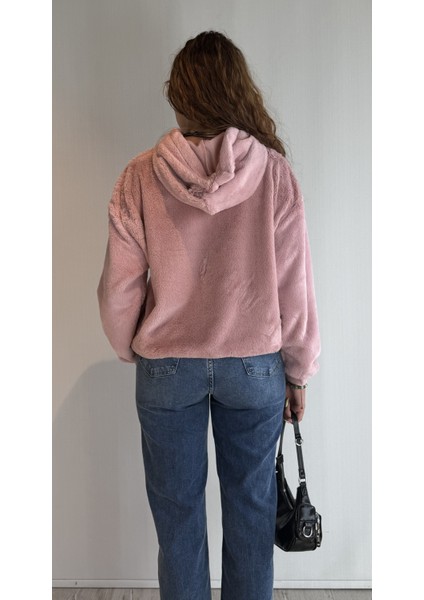 Kadın Kapüşonlu Oversize Peluş Sweathirt modelleri