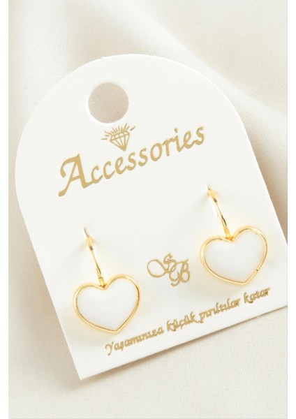 Wizard Kalp Mineli Klipsi Küpe-Beyaz fiyatları