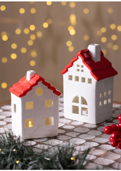Dekoratif LED Işıklı Yılbaşı Evi 10X7X16 cm modelleri