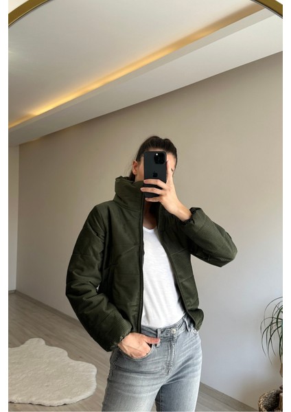 Kadın Fitilli Desen Kadife Kısa Şişme Mont NM005 indirimleri